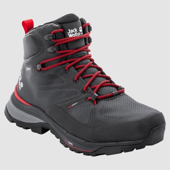 Jack Wolfskin Mens Force Striker Texapore Mid Hiking Boots Black/Red 658730OBN